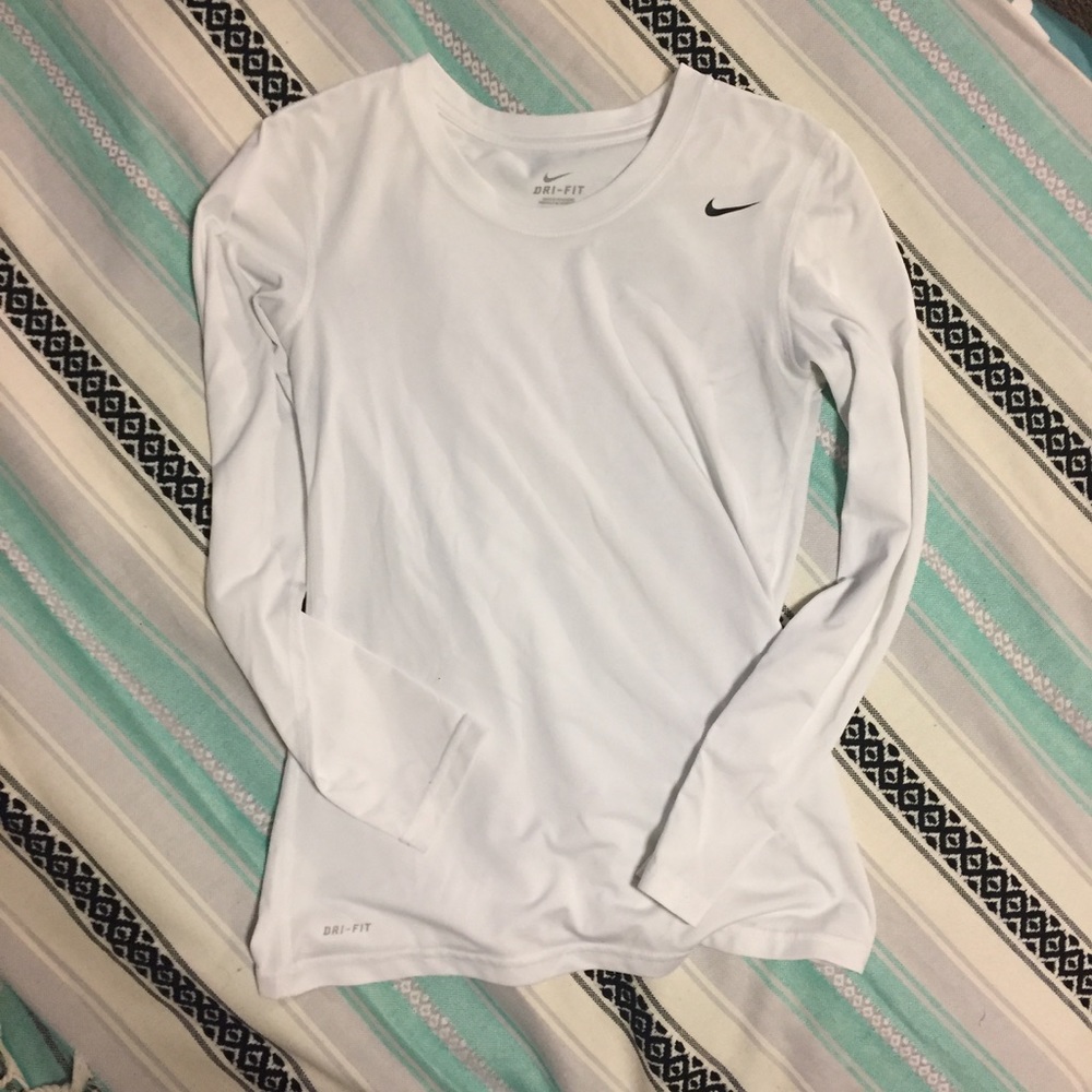 White Nike Dri-Fit Long Sleeve Shirt
